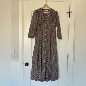 Doen Checkered Button-Down Maxi Dress